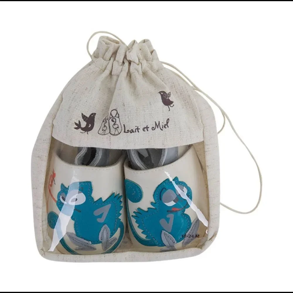 Baby leather slippers - Chameleon Soft Sole Leather Shoes in Capri blue